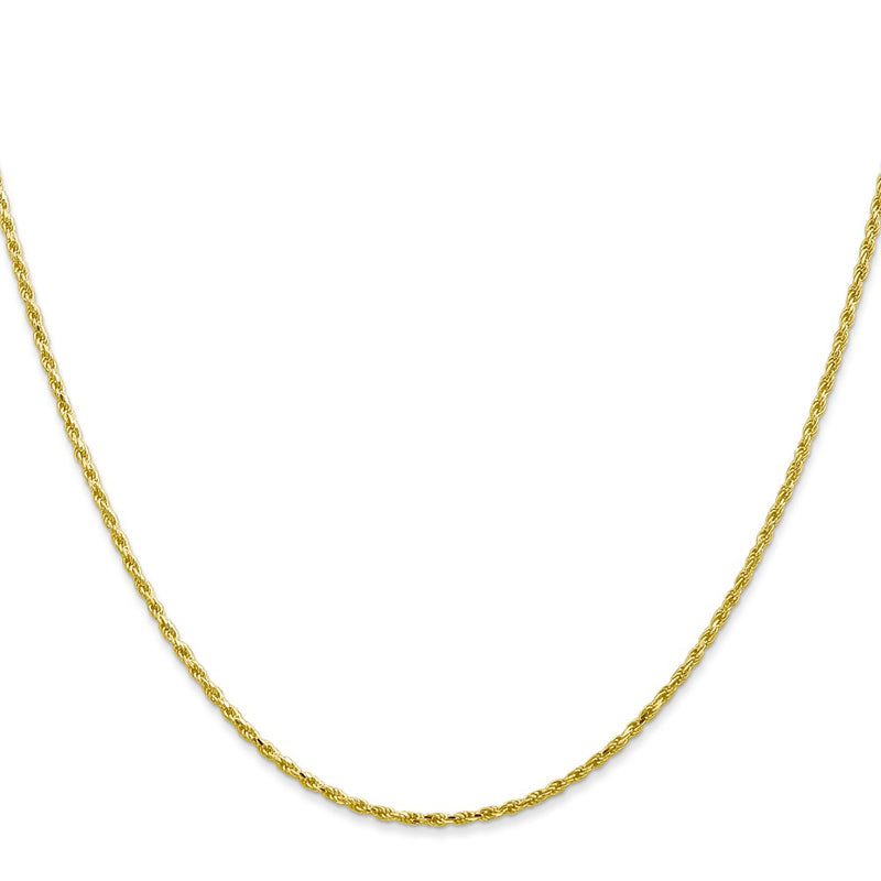 10K Yellow Gold 1.3mm D/C Machine Made Rope Chain Necklace