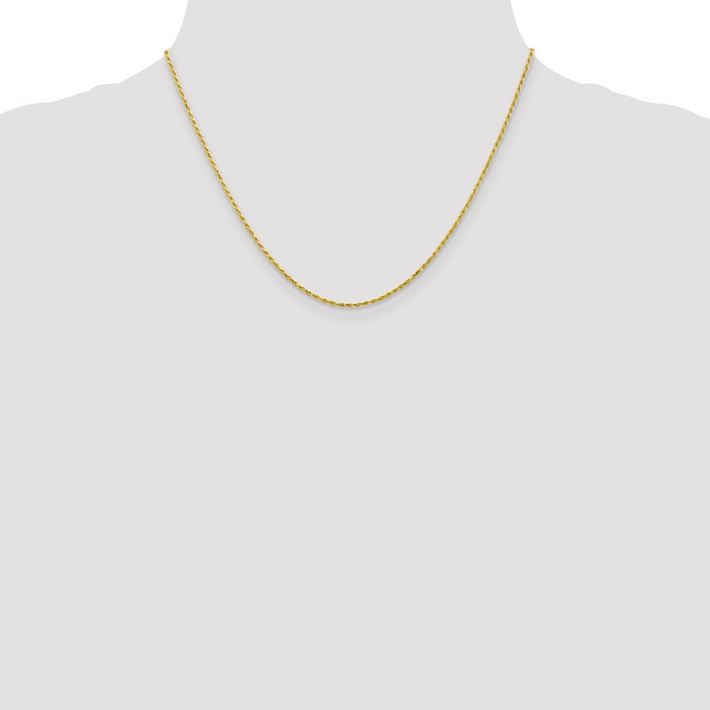 10K Yellow Gold 1.3mm D/C Machine Made Rope Chain Necklace