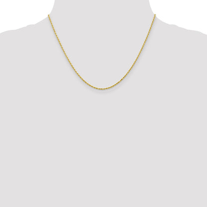 10K Yellow Gold 1.3mm D/C Machine Made Rope Chain Necklace