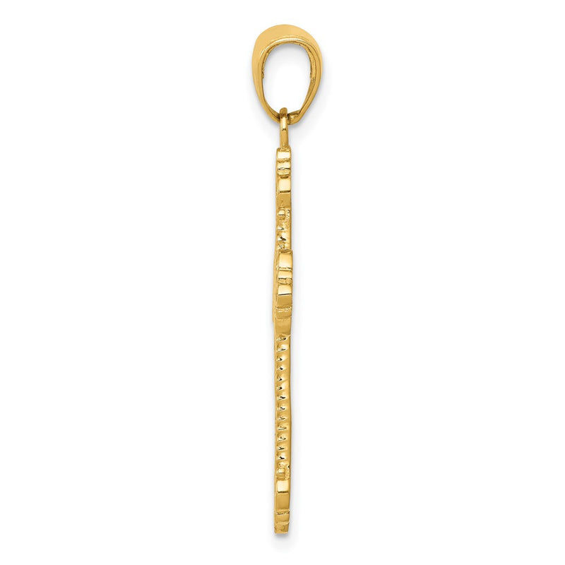 10K Yellow Gold Fleur De Lis Cross Charm