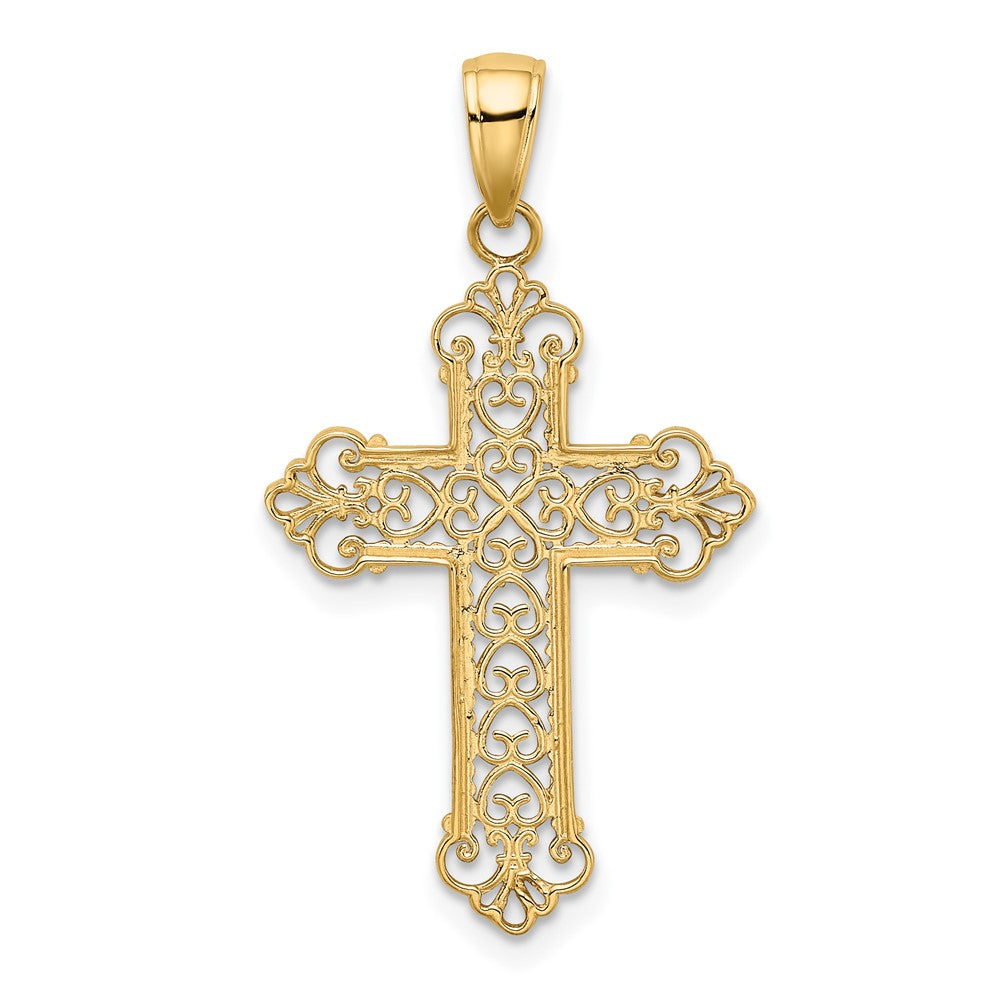 10K Yellow Gold Fleur De Lis Cross Charm