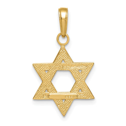 10K Yellow Gold 10K Solid Satin Star Of David Charm