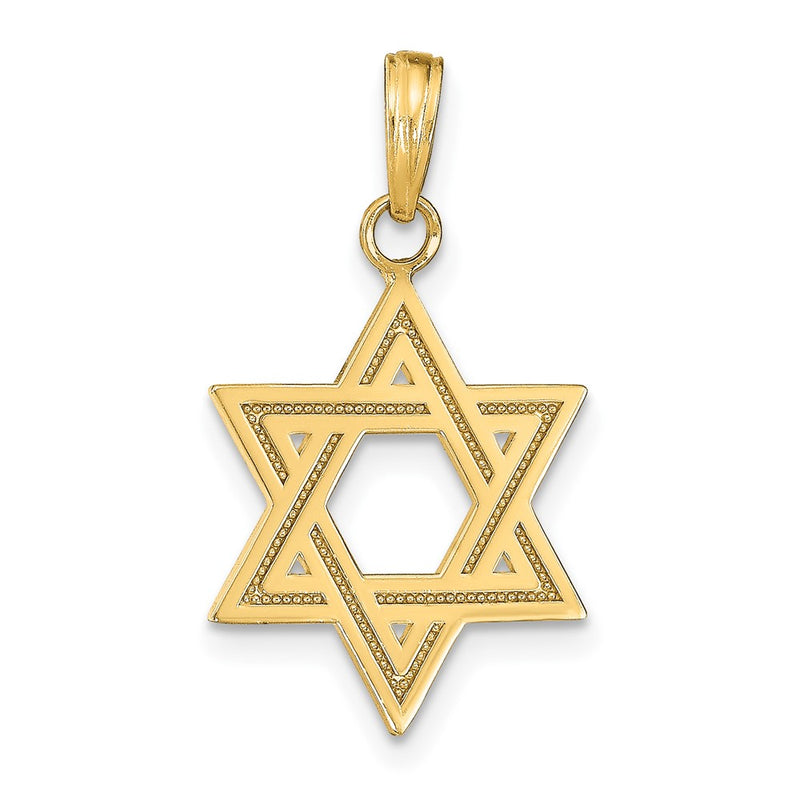 10K Yellow Gold 10K Solid Satin Star Of David Charm