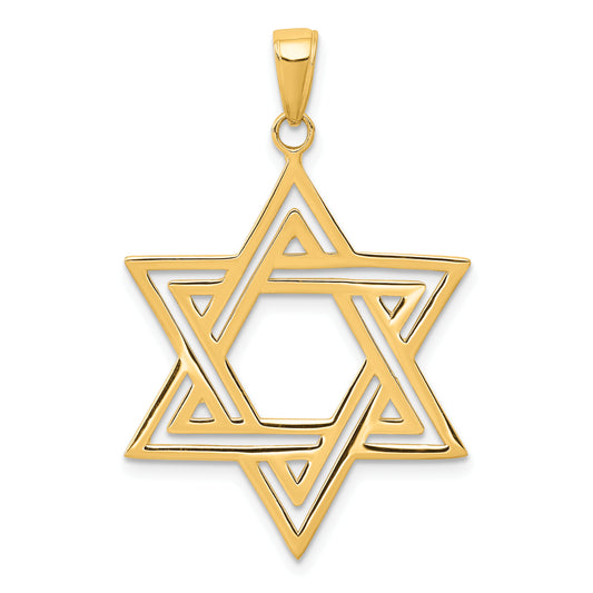 10K Yellow Gold Solid Polished Star Of David Charm
