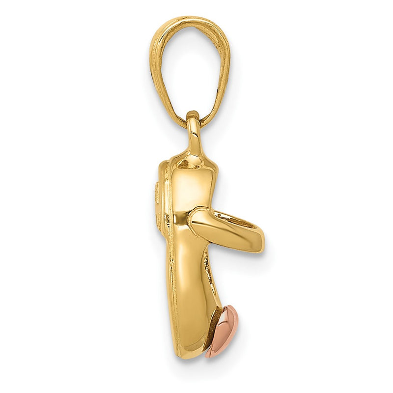 10K Two-Tone 3D Baby Shoe Charm