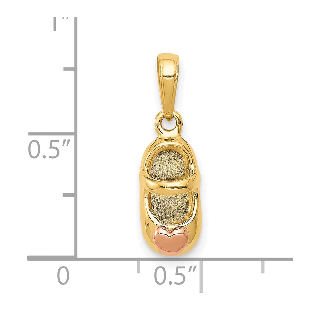 10K Two-Tone 3D Baby Shoe Charm