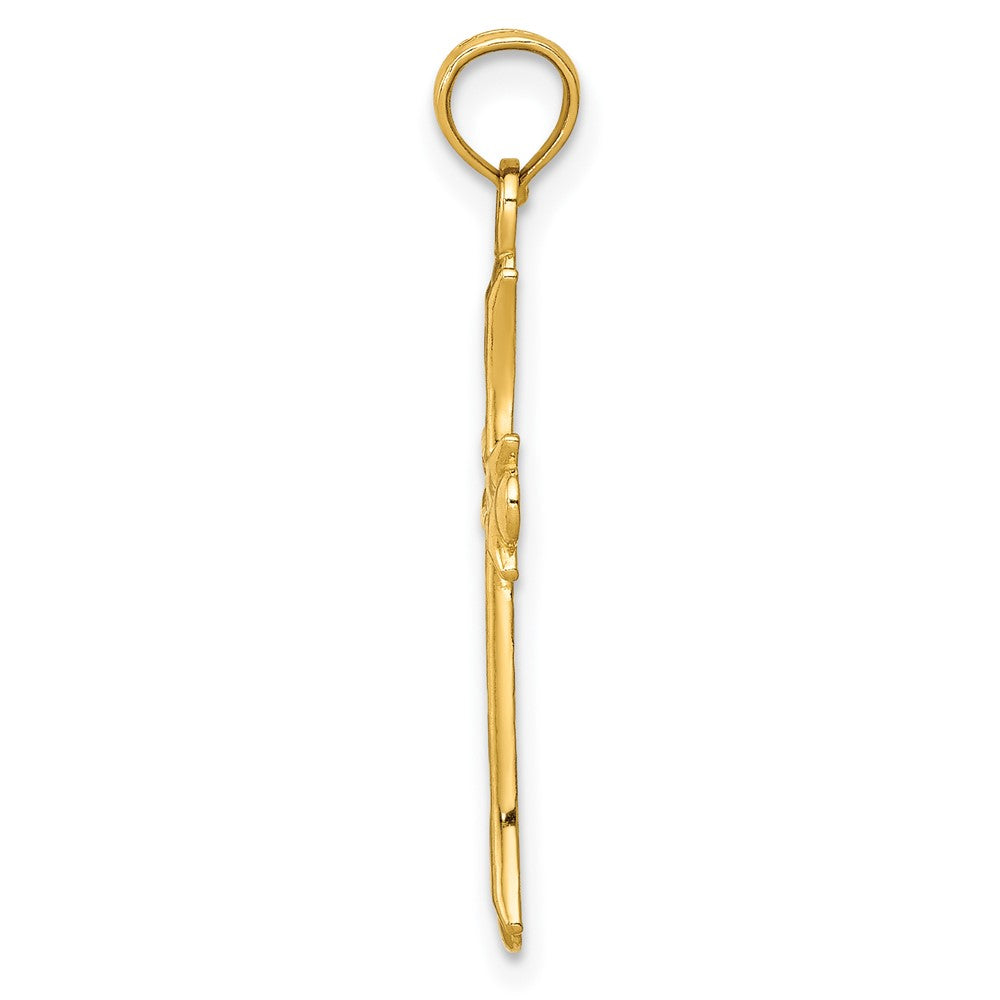 10K Yellow Gold 10K Fleur De Lis Cross Pendant