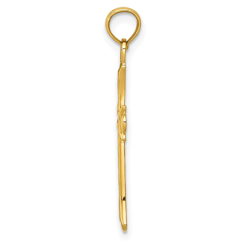 10K Yellow Gold 10K Fleur De Lis Cross Pendant