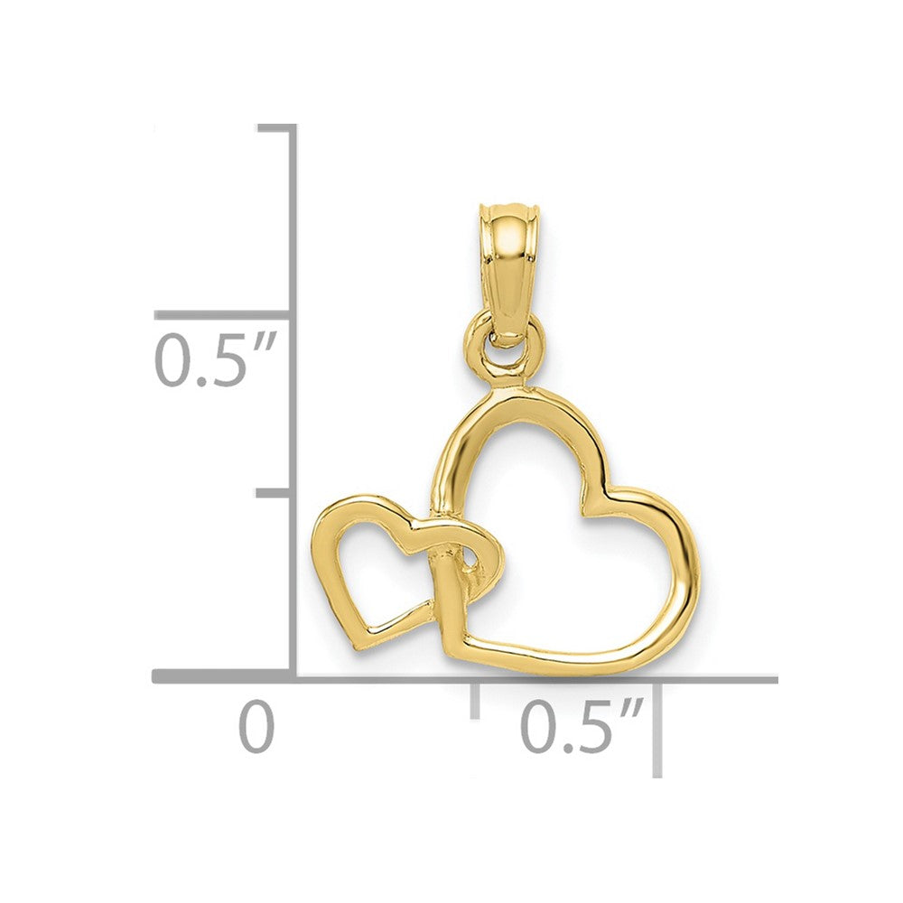 10K Yellow Gold 10K Polished Intertwined Double Heart Pendant