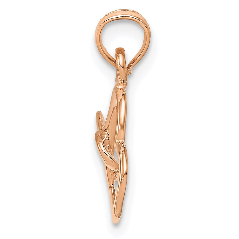 10K Rose Gold 10K Polished Intertwined Double Heart Pendant