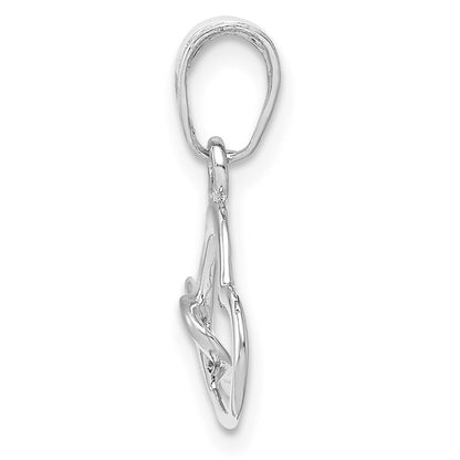 10K White Gold 10K Polished Intertwined Double Heart Pendant