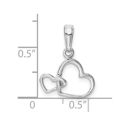10K White Gold 10K Polished Intertwined Double Heart Pendant