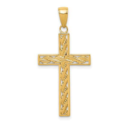 10K Yellow Gold 10K Rope Cross Pendant