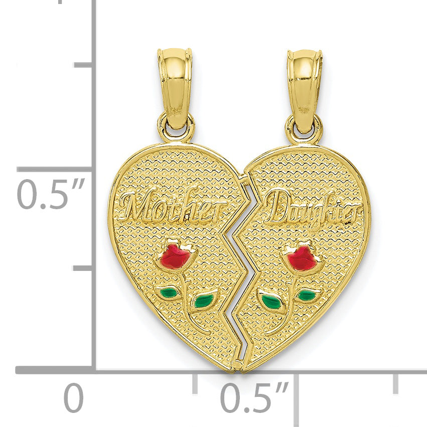 10K Yellow Gold 10K Enameled Mother - Daughter Pendant