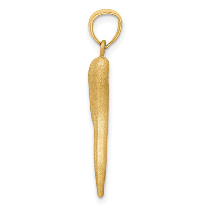 10K Yellow Gold Solid D/C Italian Horn Charm