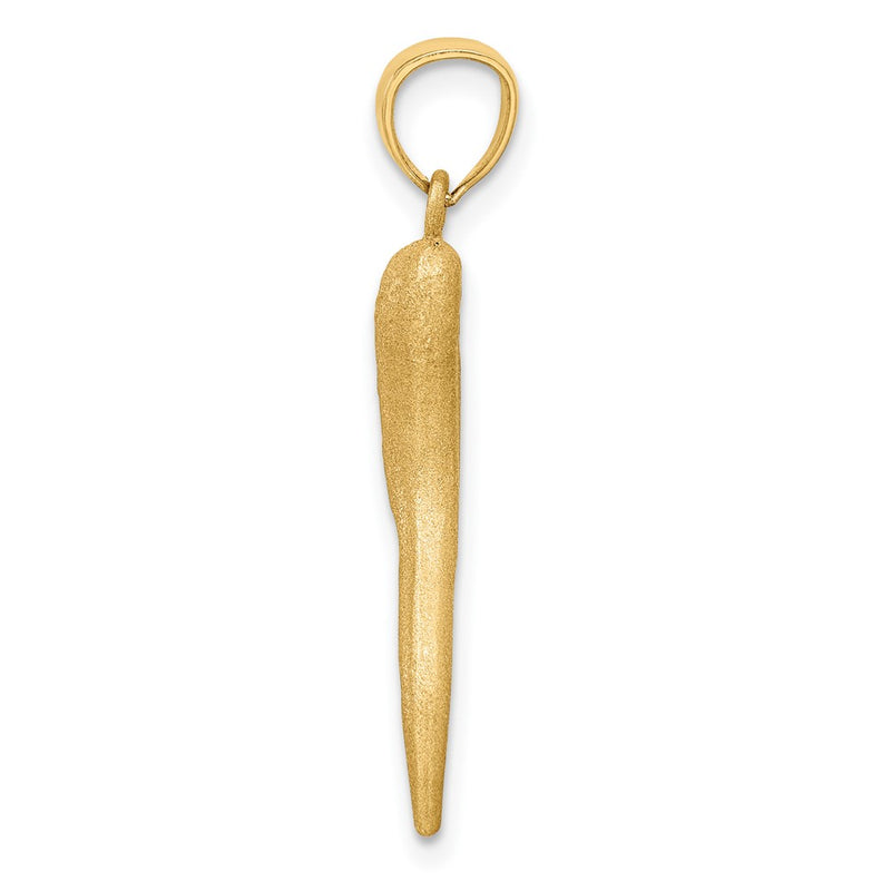 10K Yellow Gold Solid D/C Italian Horn Charm