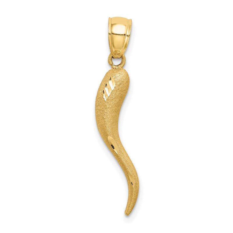 10K Yellow Gold Solid D/C Italian Horn Charm