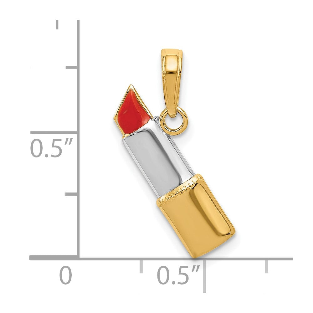 10K Yellow W/Rhodium 10K W/Rhodium Enameled Lipstick Charm