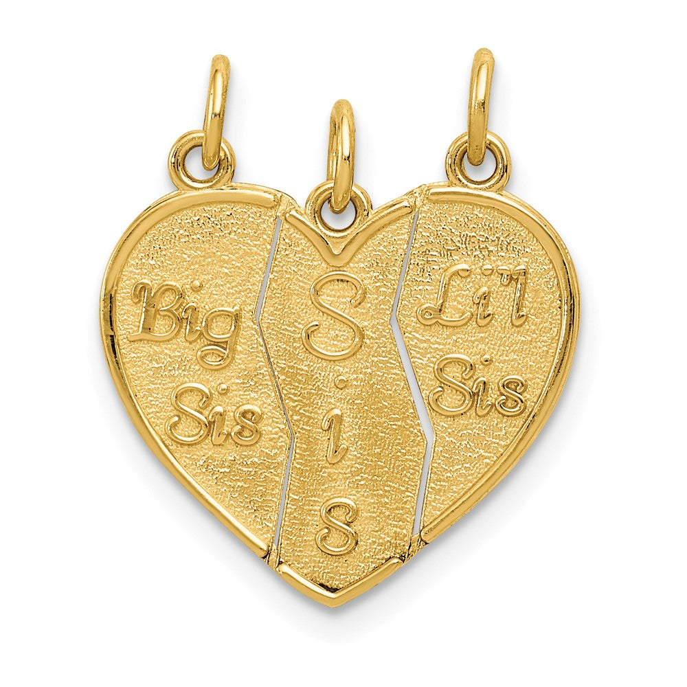 10K Yellow Gold 3 Piece Break-Apart Big Sis, Sis & Lil Charm