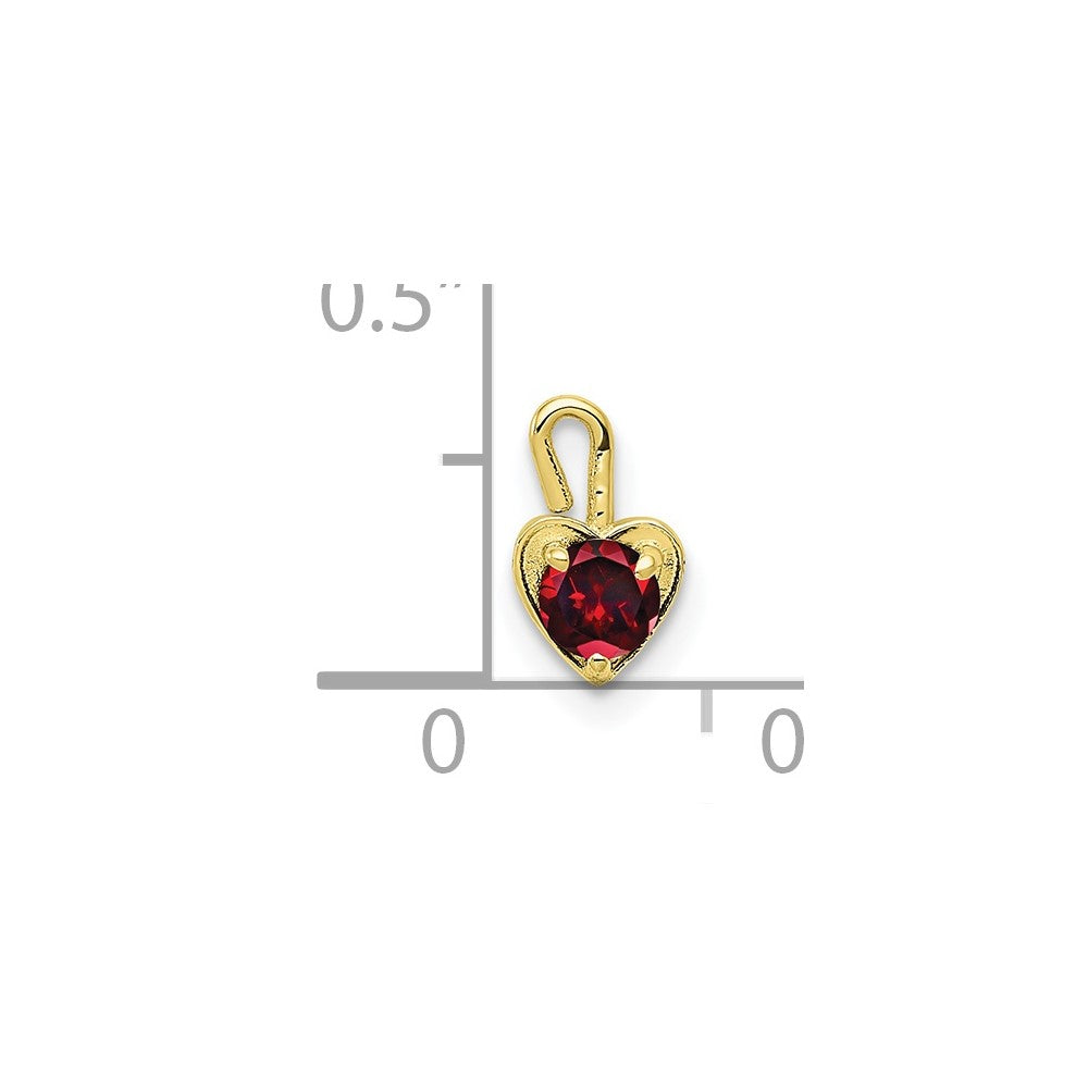 10K Yellow Gold 10Ky January Synthetic Birthstone Heart Charm