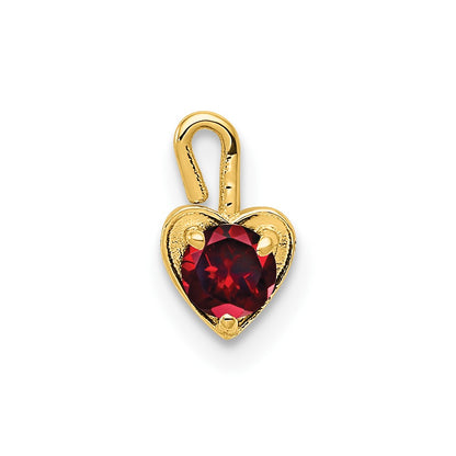 10K Yellow Gold 10Ky January Synthetic Birthstone Heart Charm