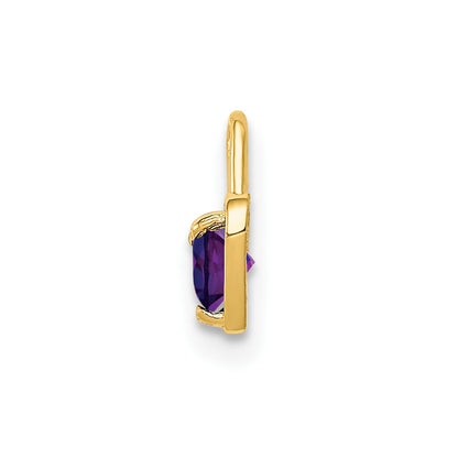 10K Yellow Gold 10Ky February Synthetic Birthstone Heart Charm