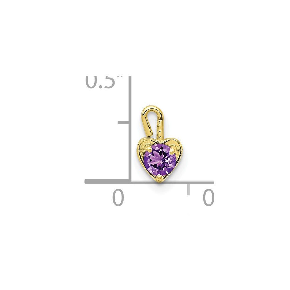 10K Yellow Gold 10Ky February Synthetic Birthstone Heart Charm