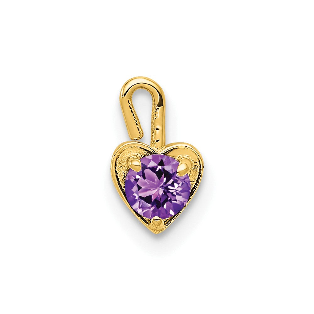 10K Yellow Gold 10Ky February Synthetic Birthstone Heart Charm