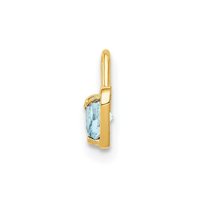 10K Yellow Gold 10Ky March Synthetic Birthstone Heart Charm
