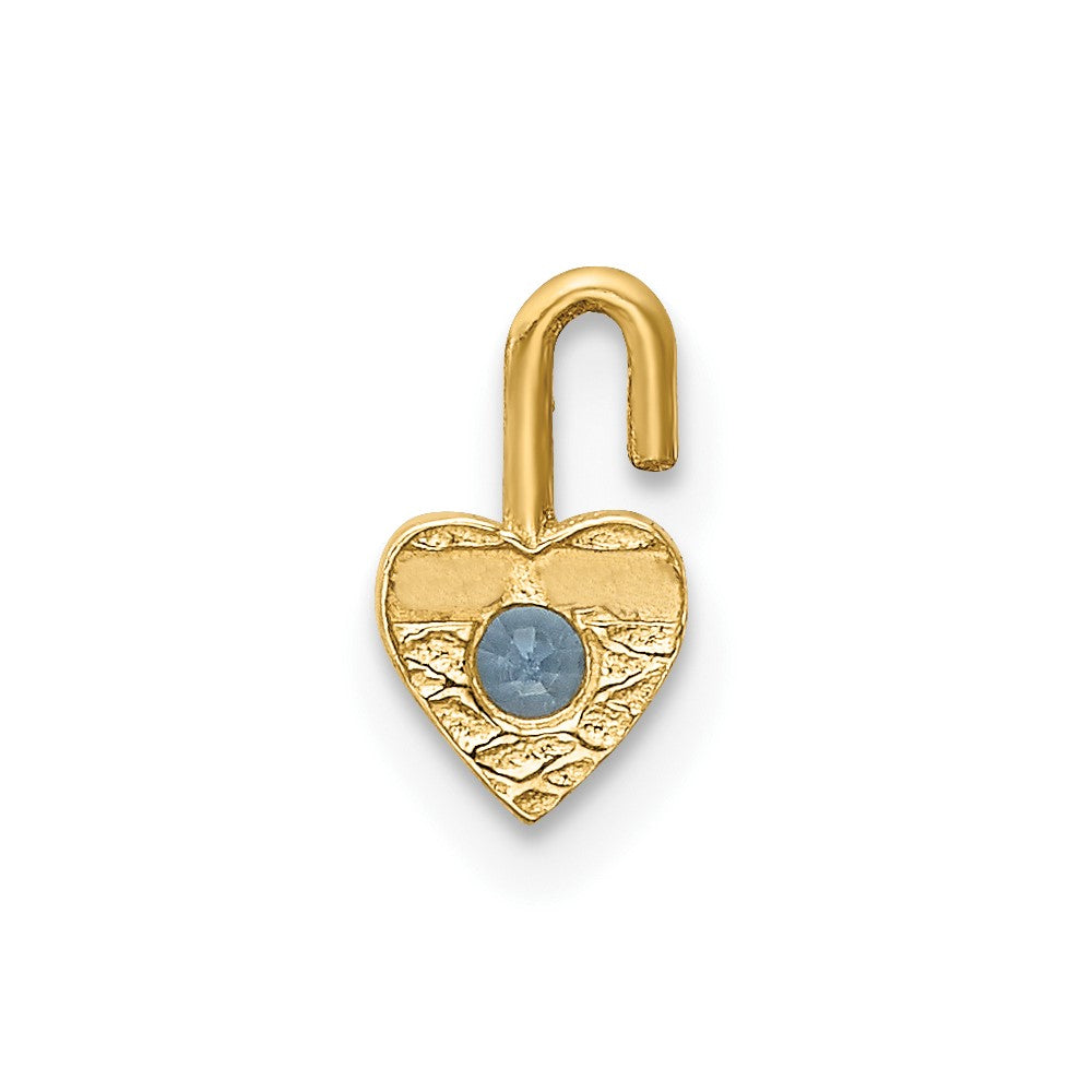 10K Yellow Gold 10Ky March Synthetic Birthstone Heart Charm