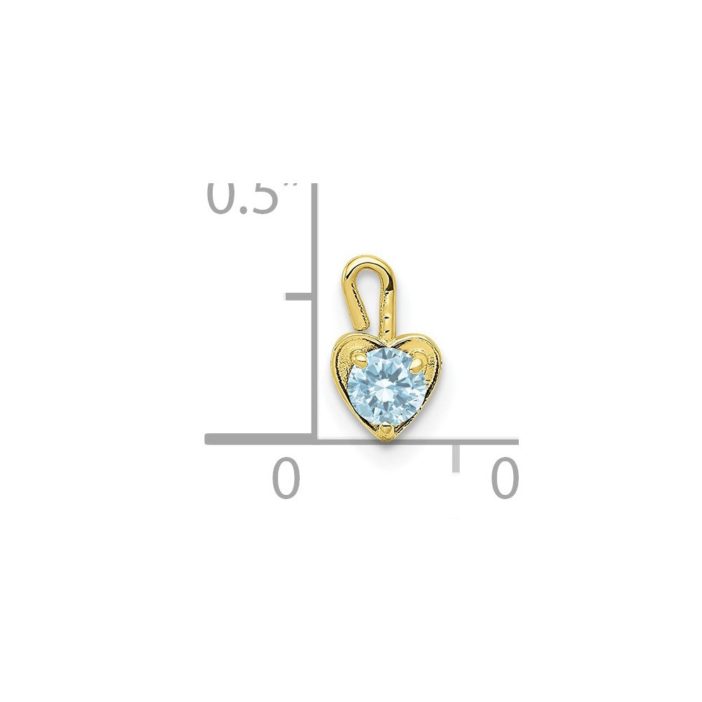 10K Yellow Gold 10Ky March Synthetic Birthstone Heart Charm