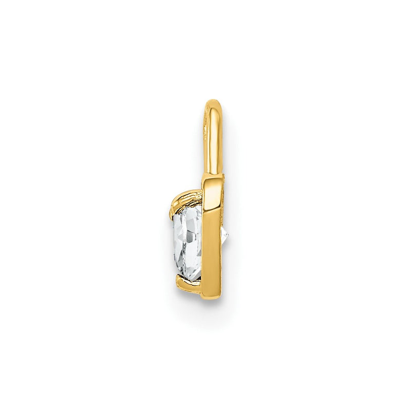 10K Yellow Gold 10Ky April Synthetic Birthstone Heart Charm