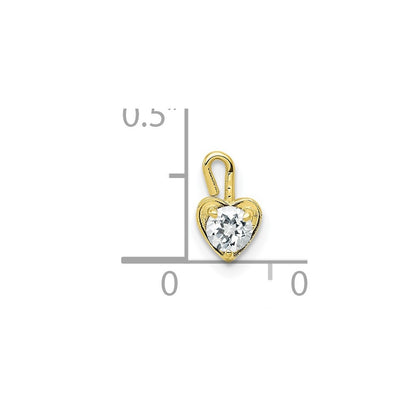10K Yellow Gold 10Ky April Synthetic Birthstone Heart Charm