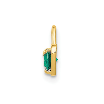 10K Yellow Gold 10Ky May Green Crystal Birthstone Heart Charm