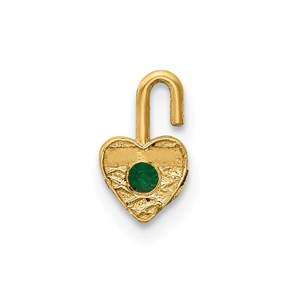 10K Yellow Gold 10Ky May Green Crystal Birthstone Heart Charm