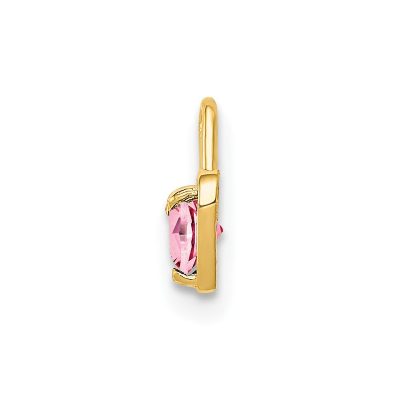 10K Yellow Gold 10Ky October Synthetic Birthstone Heart Charm
