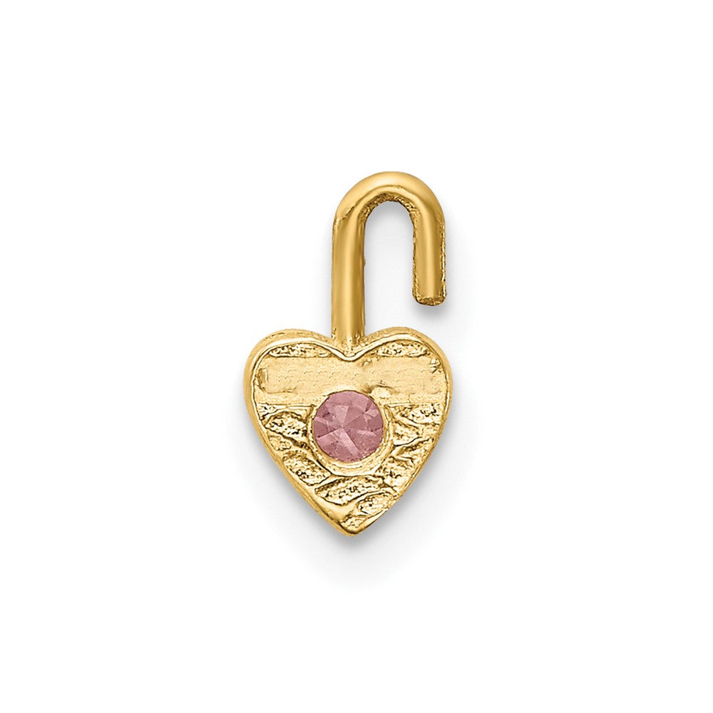10K Yellow Gold 10Ky October Synthetic Birthstone Heart Charm