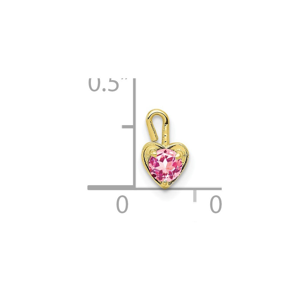 10K Yellow Gold 10Ky October Synthetic Birthstone Heart Charm