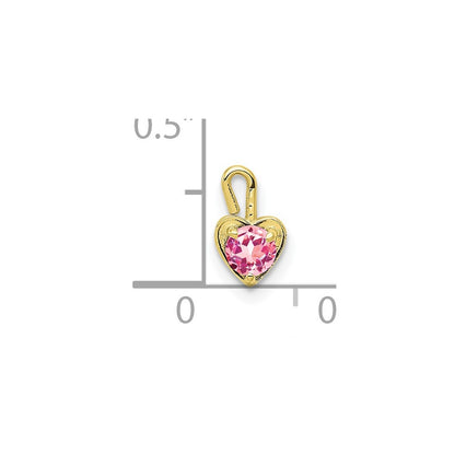 10K Yellow Gold 10Ky October Synthetic Birthstone Heart Charm