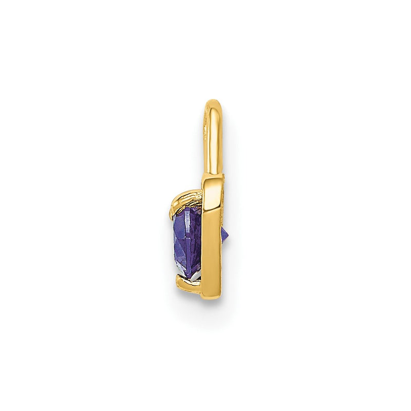10K Yellow Gold 10Ky June Synthetic Birthstone Heart Charm