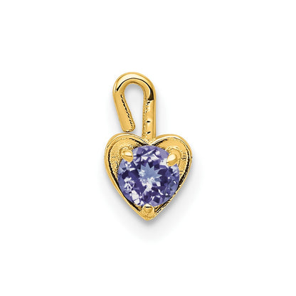 10K Yellow Gold 10Ky June Synthetic Birthstone Heart Charm