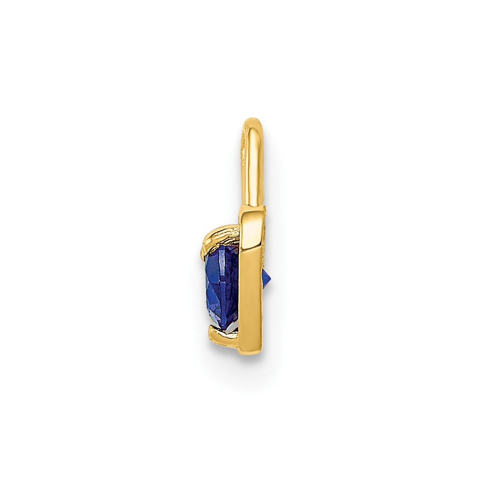 10K Yellow Gold 10Ky September Synthetic Birthstone Heart Charm