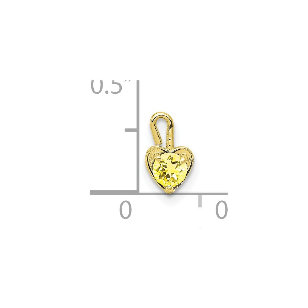 10K Yellow Gold 10Ky November Synthetic Birthstone Heart Charm
