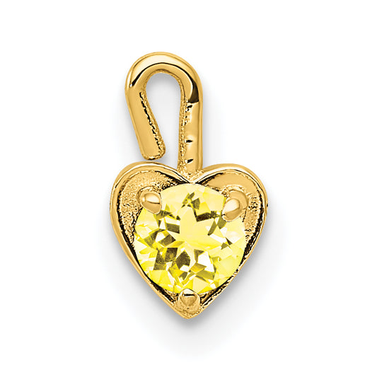 10K Yellow Gold 10Ky November Synthetic Birthstone Heart Charm