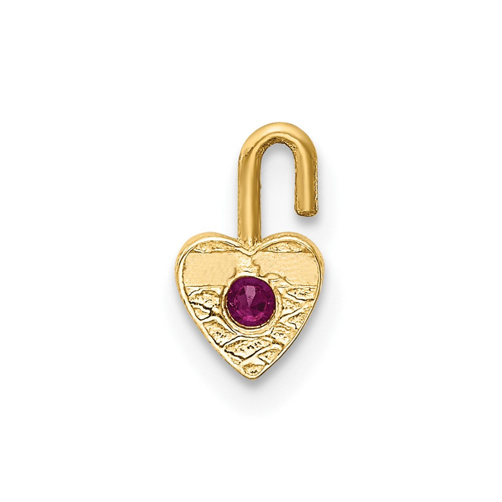 10K Yellow Gold 10Ky July Synthetic Birthstone Heart Charm
