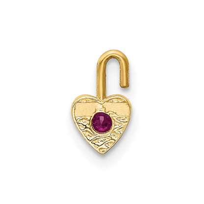 10K Yellow Gold 10Ky July Synthetic Birthstone Heart Charm