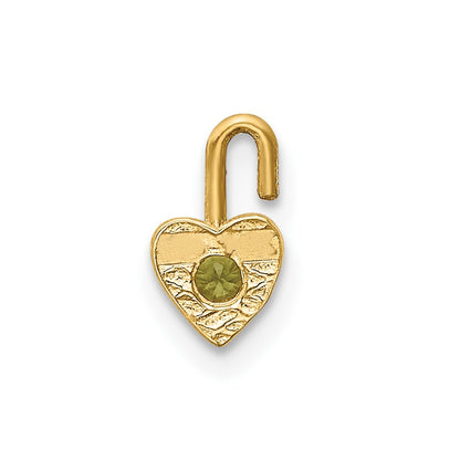 10K Yellow Gold 10Ky August Synthetic Birthstone Heart Charm