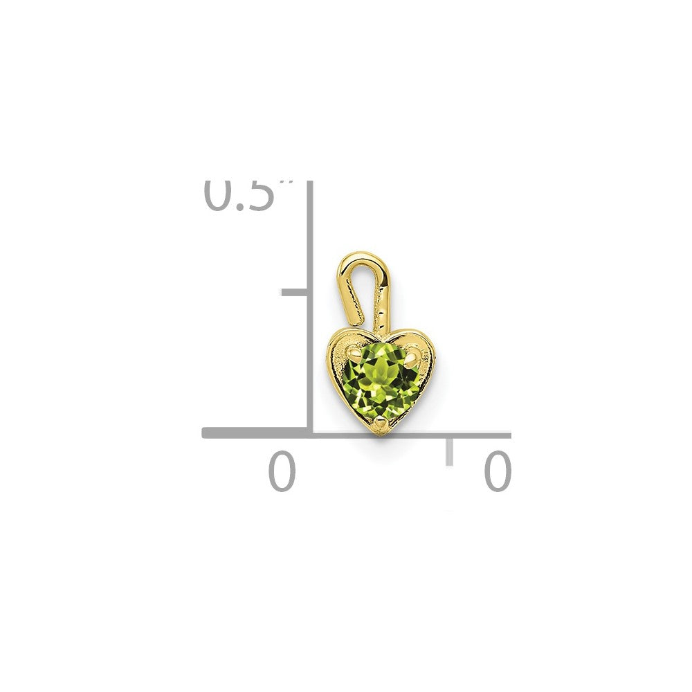 10K Yellow Gold 10Ky August Synthetic Birthstone Heart Charm