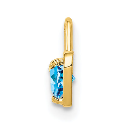 10K Yellow Gold 10Ky December Synthetic Birthstone Heart Charm