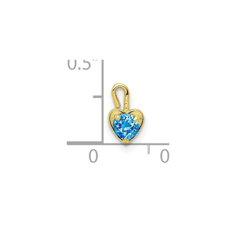 10K Yellow Gold 10Ky December Synthetic Birthstone Heart Charm